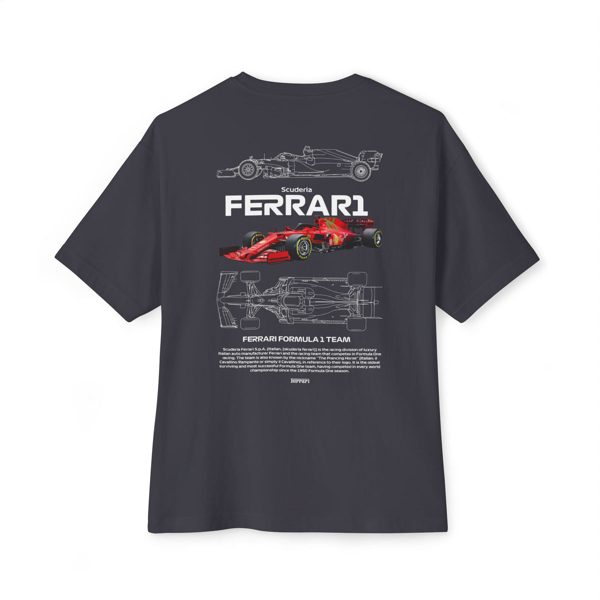 Ferrari Formula 1 Racing Tee | Car Blueprint Graphic Shirt