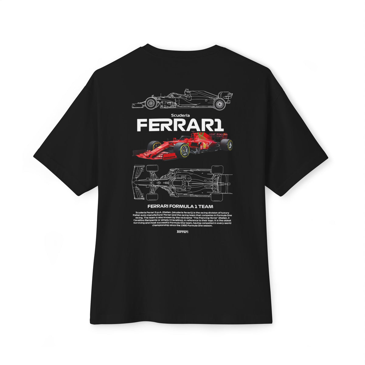 Ferrari Formula 1 Racing Tee | Car Blueprint Graphic Shirt