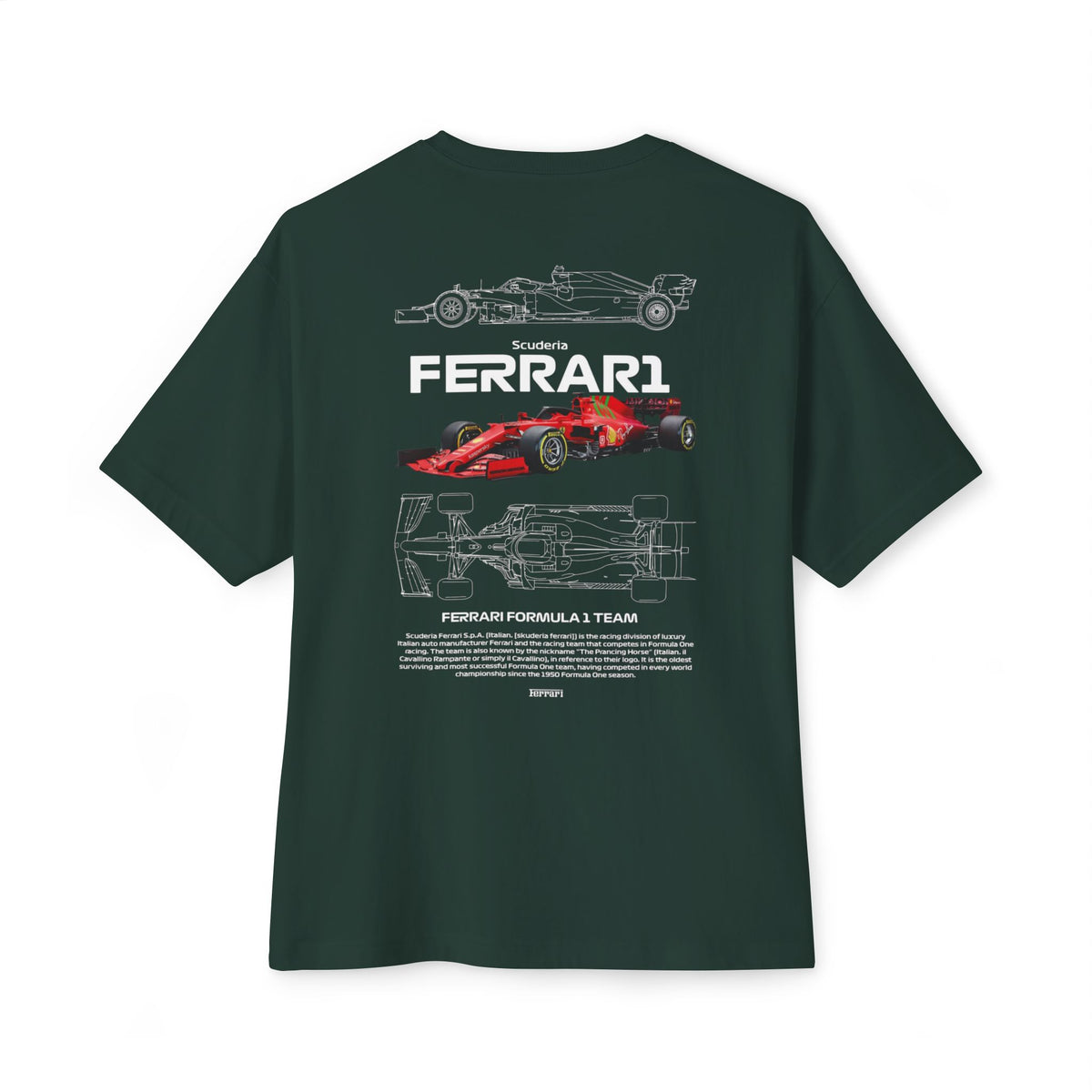 Ferrari Formula 1 Racing Tee | Car Blueprint Graphic Shirt